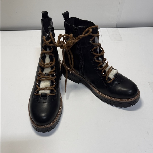 a new day Black Combat Boots with Brown Laces - Picture 1 of 6